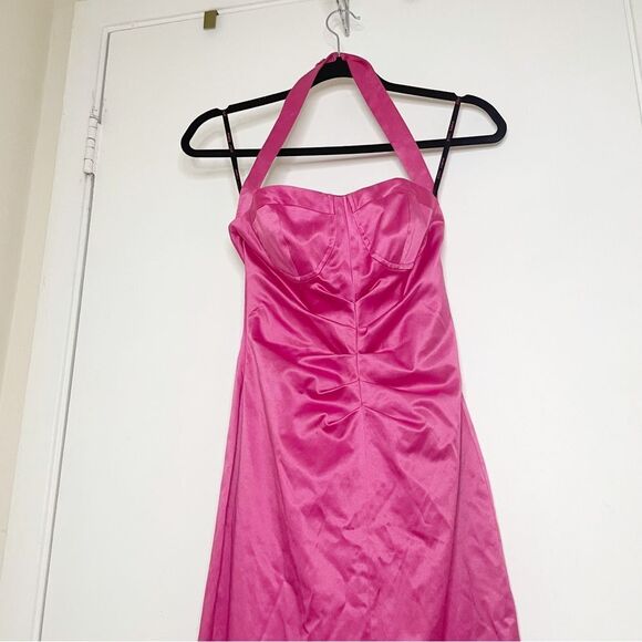 Y2K Vtg Betsey Johnson hot pink satin halter top mini dress 2 women’s - Picture 10 of 13